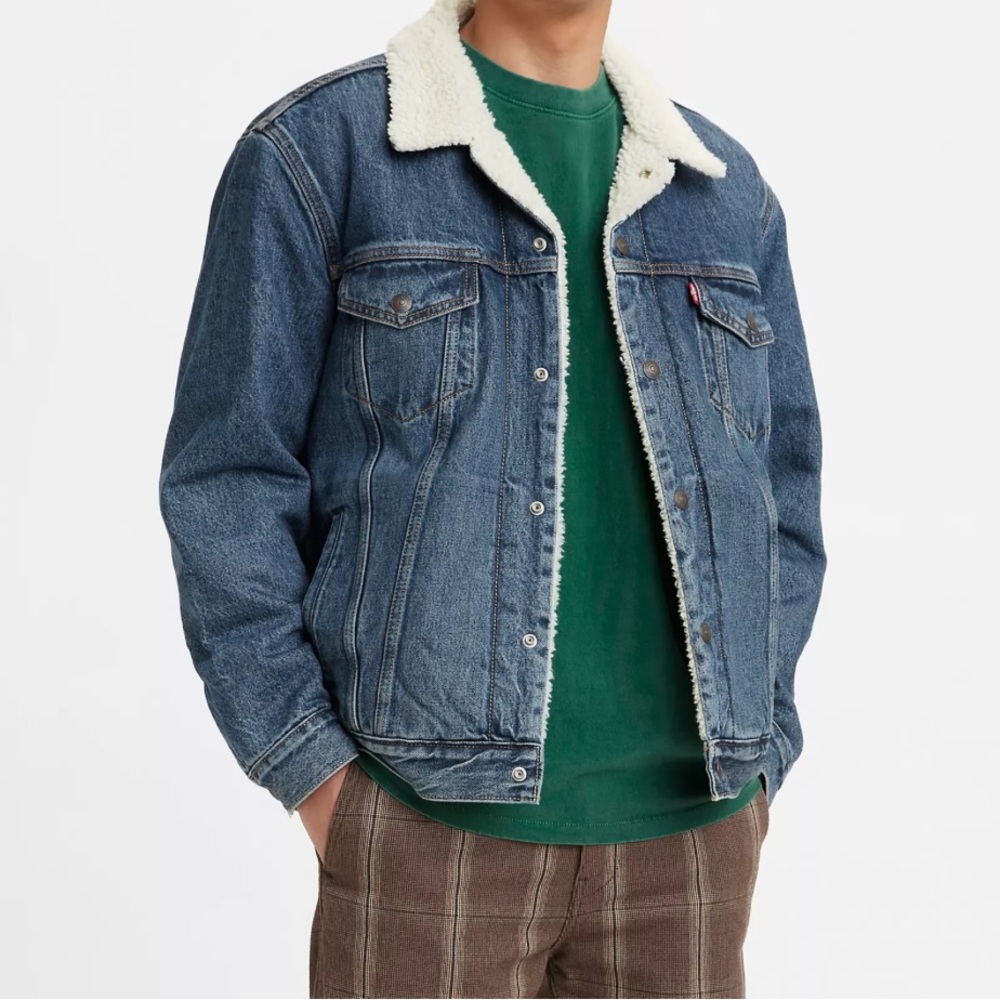 Levi's Men's Blue Denim Jacket with Sherpa Lining